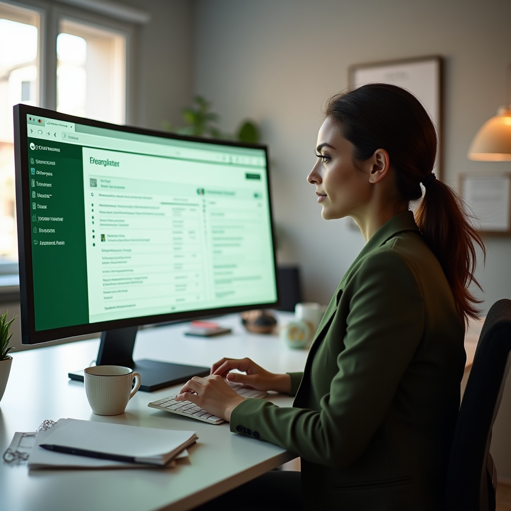 Schermata del portale digitale INPS su un monitor moderno in un ambiente di lavoro